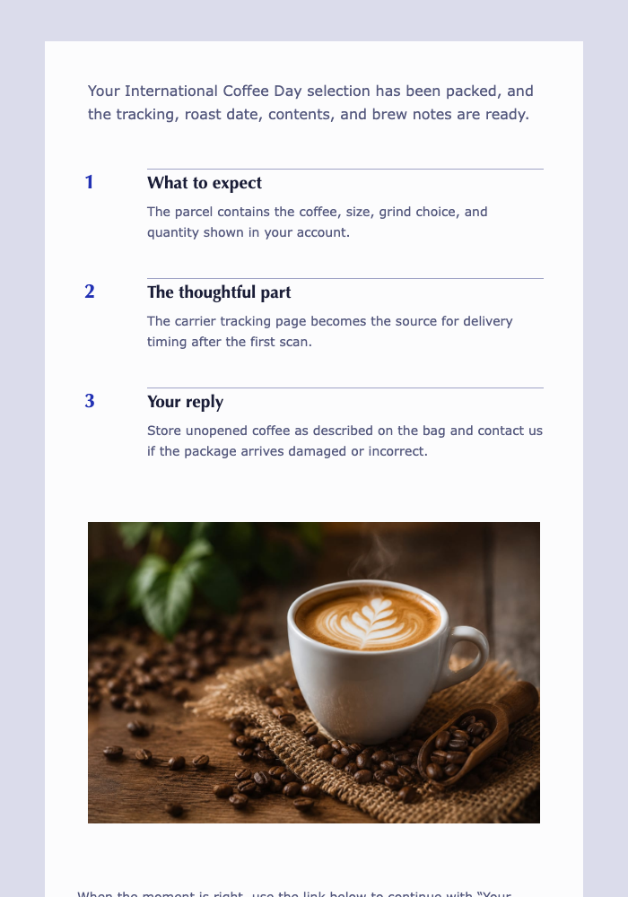 Your Coffee Subscription Is Ready to Brew email design preview