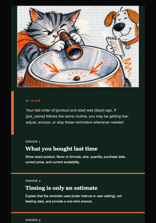 One Kibble Remains email design preview