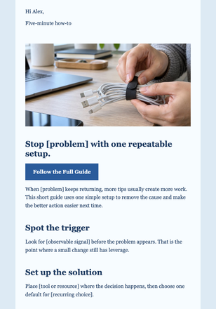 How-To: One Problem, One Solution email design preview