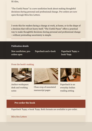 New Book Pre-order Notice email design preview