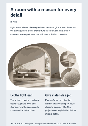 Rooms with character email design preview
