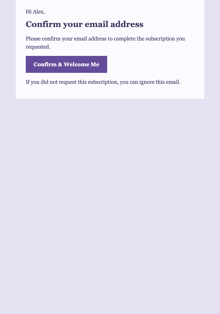 Warm Welcome — Formal email design preview