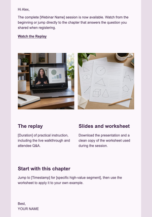 Webinar Replay and Slides email design preview