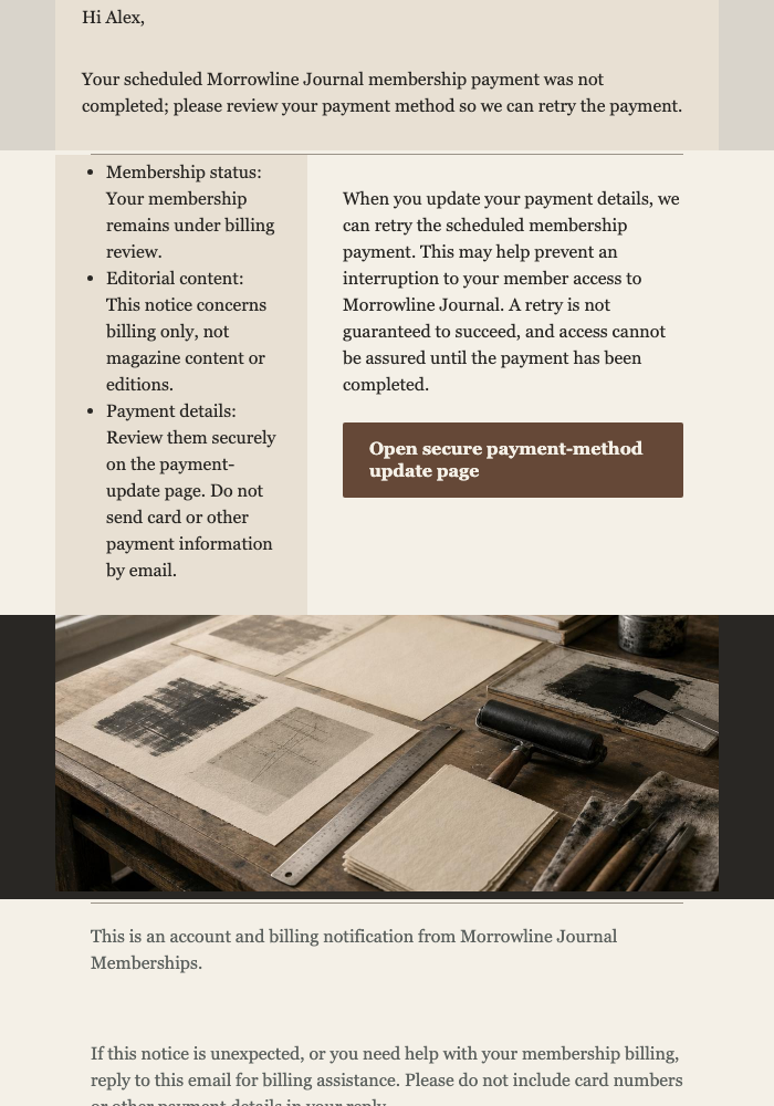 Payment Method Review email design preview