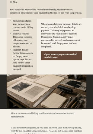 Payment Method Review email design preview