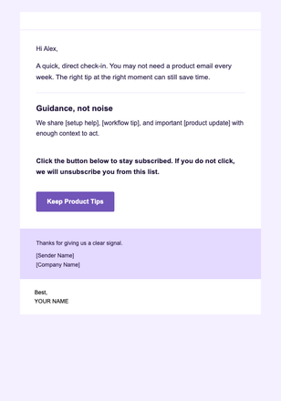 Product Guidance — Clear email design preview