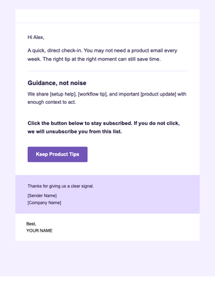Product Guidance — Clear email design preview