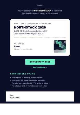 Event Registration – NORTHSTACK email design preview