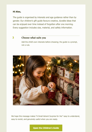 A Small Advent Surprise for Her email design preview