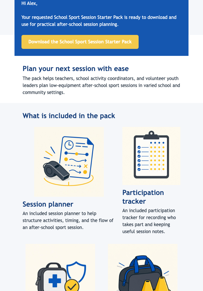Sport Toolkit Download email design preview
