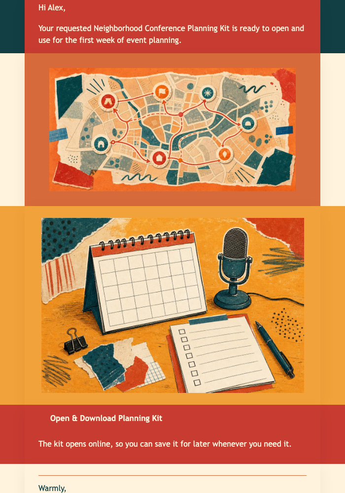 Conference Planning Kit Delivery email design preview
