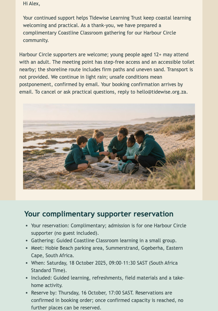 Harbour Circle Thank-You email design preview