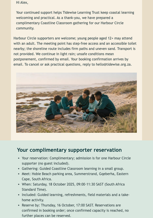 Harbour Circle Thank-You email design preview
