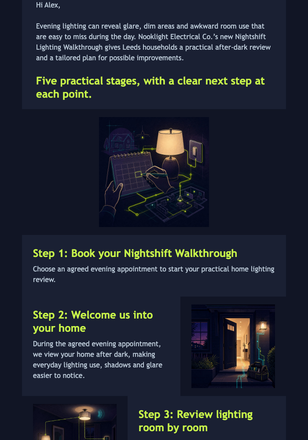 Nightshift Lighting Launch email design preview