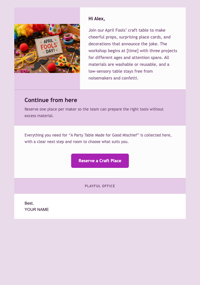 A Party Table Made for Good Mischief email design preview