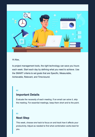 Productivity Hacks email design preview