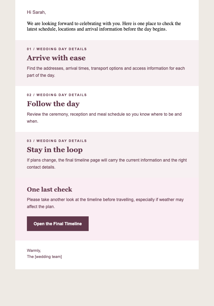 Tomorrow: The Rings and the Timeline email design preview