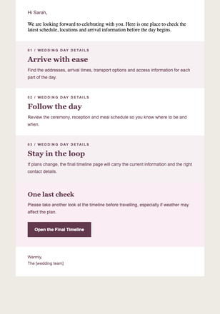 Tomorrow: The Rings and the Timeline email design preview