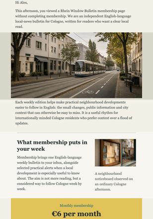 Return to Your Cologne Read email design preview