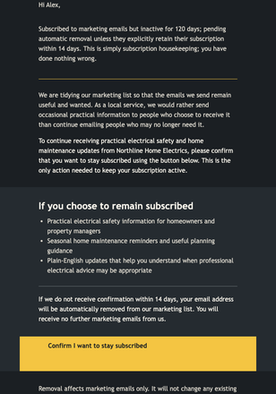 Keep Your Electrical Updates email design preview