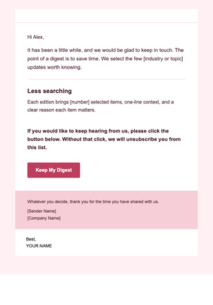 Curated Digest — Warm email design preview