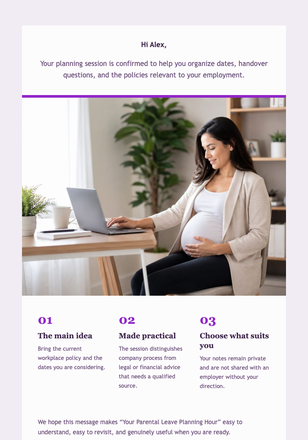 Your Parental Leave Planning Hour email design preview