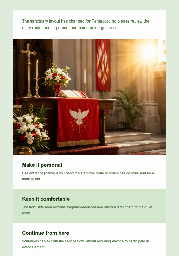 The Church Is Ready for Pentecost email design preview
