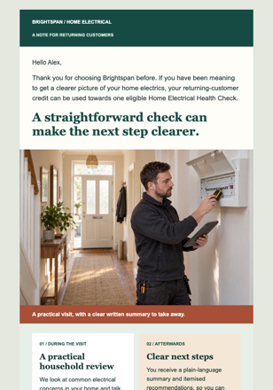 Returning Customer Check Credit email design preview