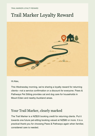 Trail Marker Loyalty Reward email design preview
