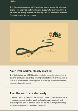 Trail Marker Loyalty Reward email design preview