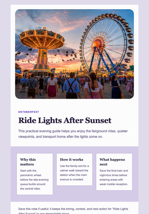 Ride Lights After Sunset email design preview