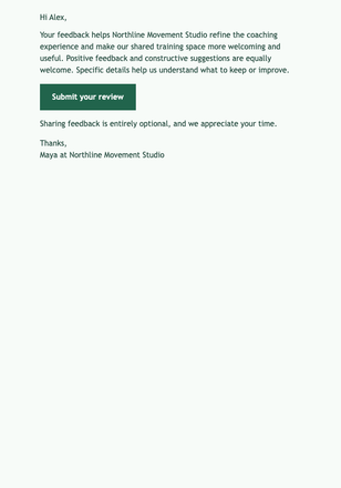 Post-Session Review Check-In email design preview