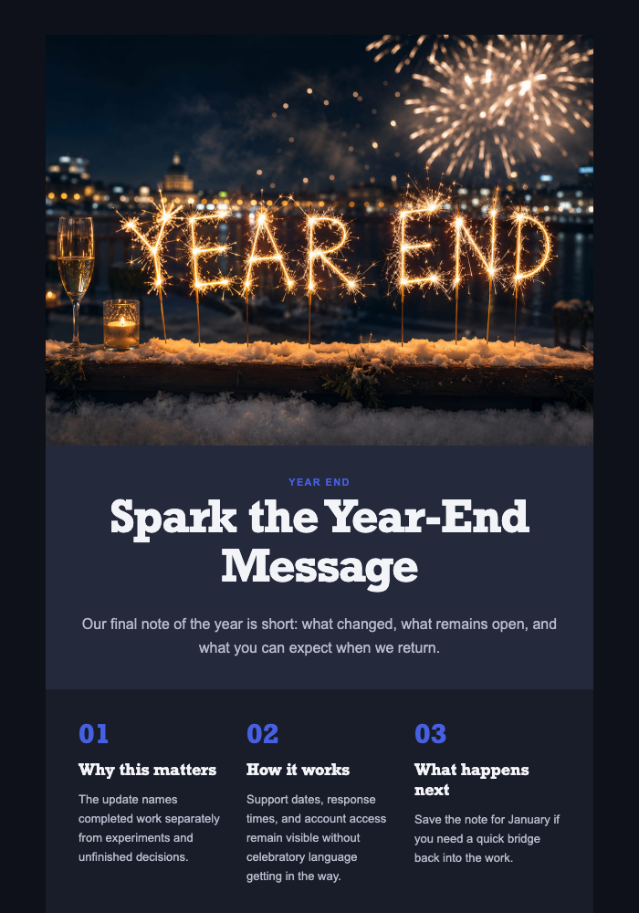 Spark the Year-End Message email design preview
