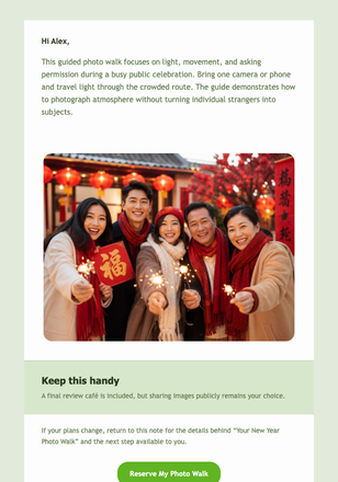 Your New Year Photo Walk email design preview