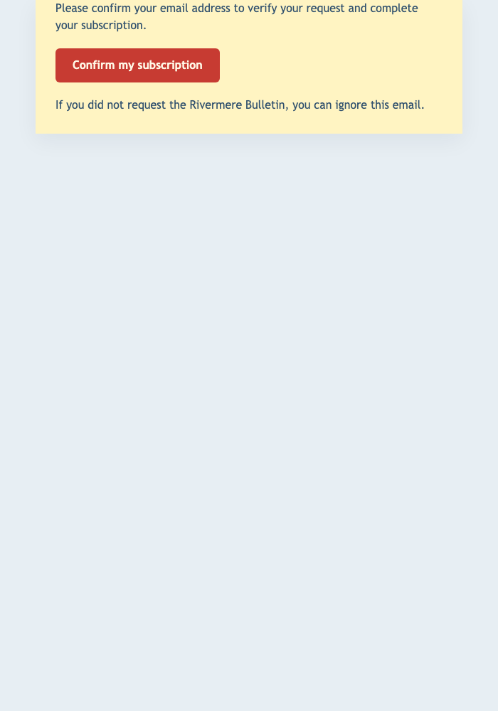 Confirm Your Local Bulletin email design preview