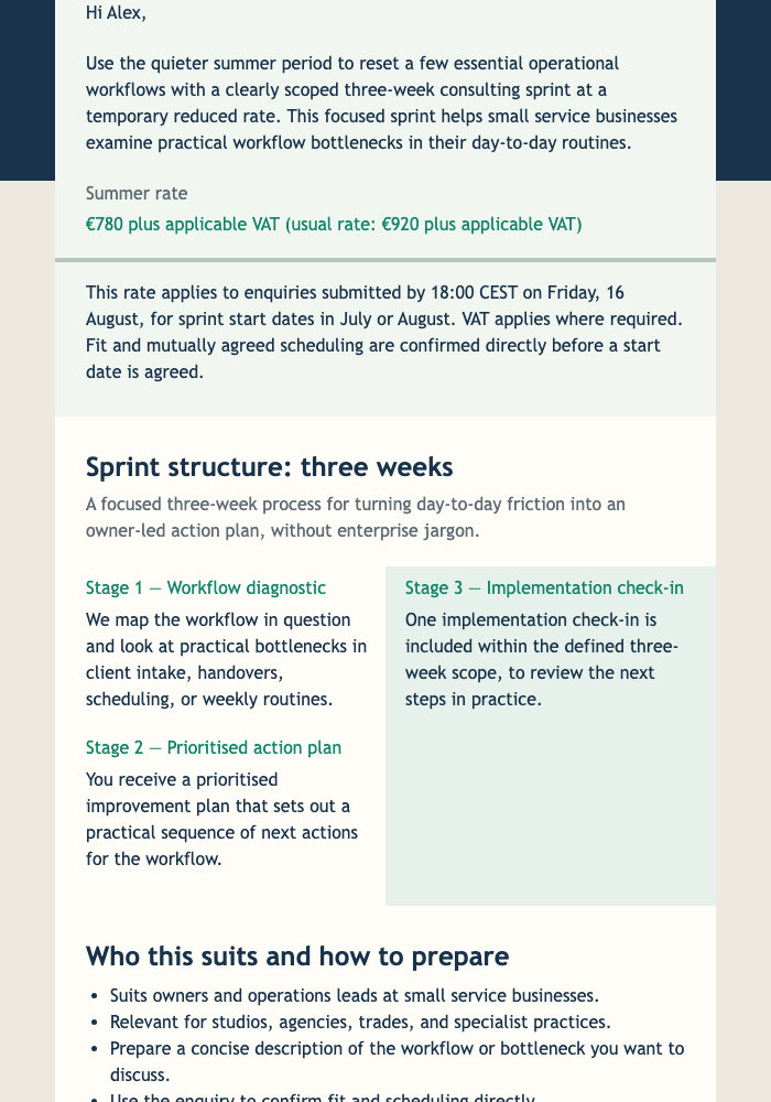 Summer Operations Sprint Sale email design preview