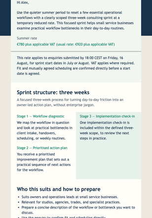 Summer Operations Sprint Sale email design preview