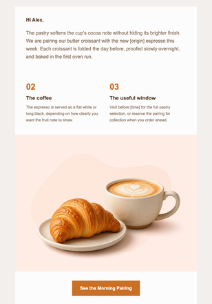 Your Morning Pastry Pairing email design preview