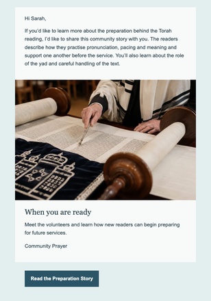 Reading From the Torah With Care email design preview