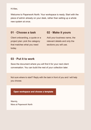 Your First Template Starts Here email design preview