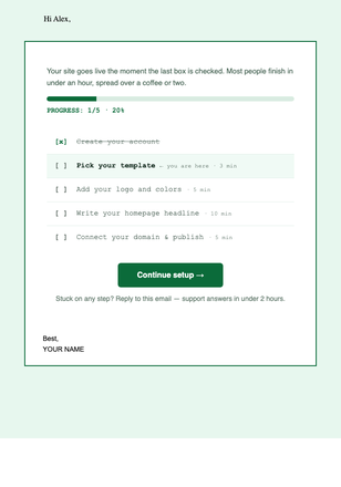 Welcome – Onboarding Checklist email design preview