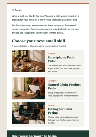 Sunday Studio Flash Sale email design preview