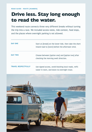 Weekend Surf Road Guide email design preview