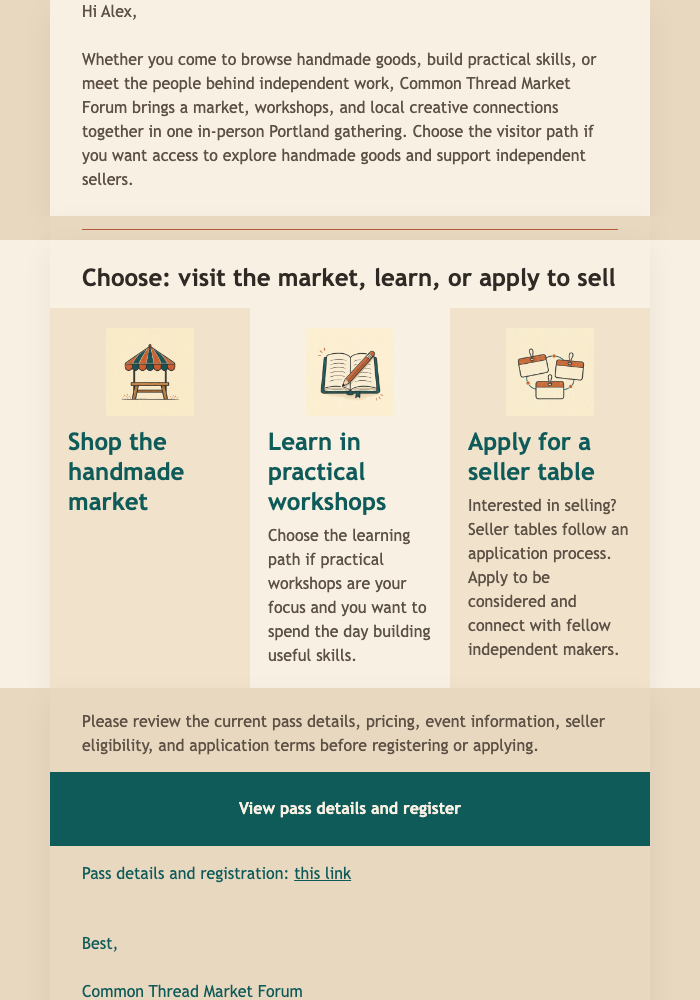 Handmade Market Forum Launch email design preview