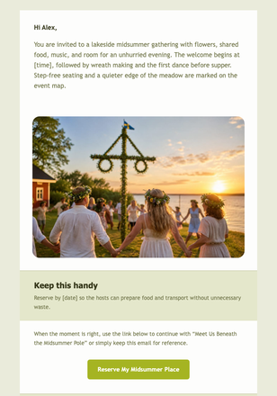 Meet Us Beneath the Midsummer Pole email design preview