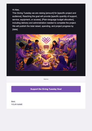 One Shared Goal for Giving Tuesday — Fundraising email design preview