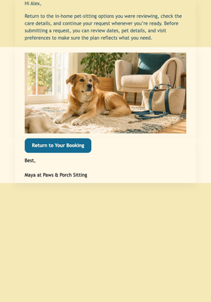 Resume Pet Care Plans email design preview
