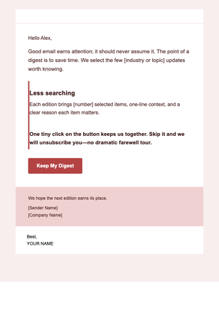 Curated Digest — Editorial email design preview