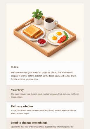 Your Breakfast Delivery Is Confirmed email design preview