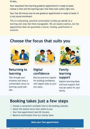 Book Your Learning Guidance Call email design preview